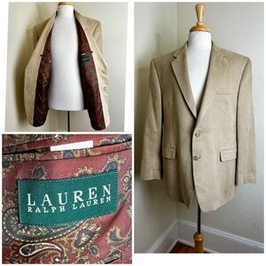 Lauren Ralph Lauren Sport Coat Camel Tan Micro Suede 2 Button Blazer Paisley 44R